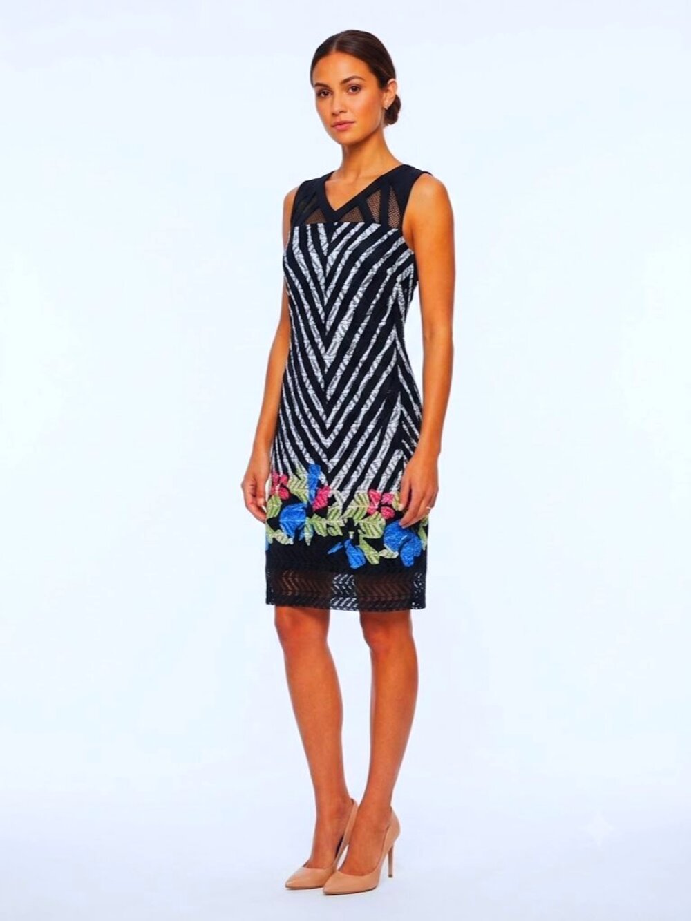 Picadilly Canada Sleeveless Pull On Lace & Mesh Dress- Sz. Med